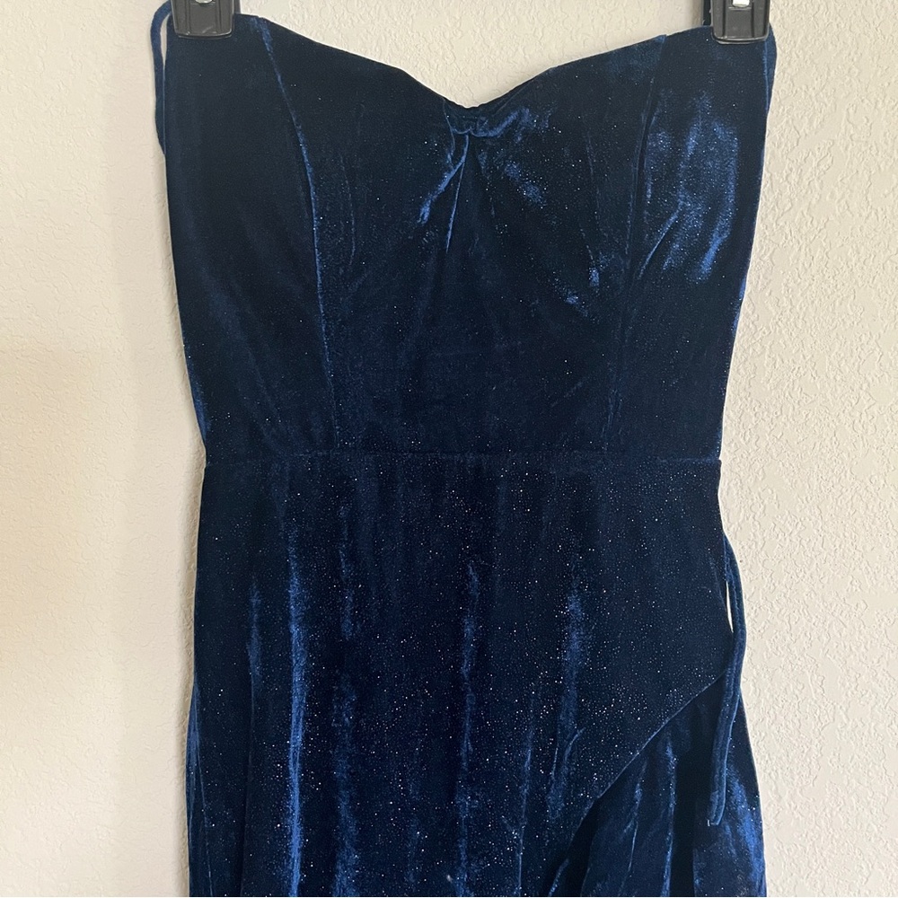 Midnight Doll Velvet Dress in Navy Blue